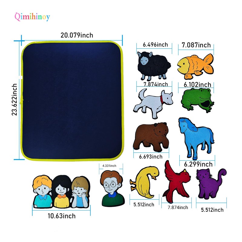 Qimihinoy Felt Story Board Set,Large Animals Felt Stroy Retelling Pieces