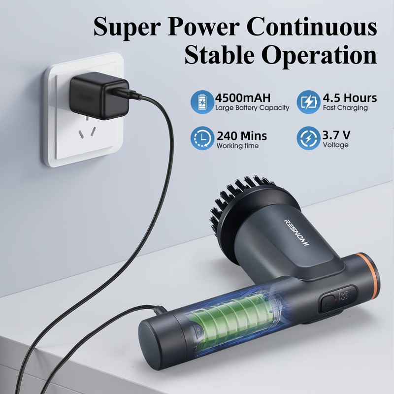 Electric Spin Scrubber, Cordless Bathroom Cleaning Brush, 2 Speeds
