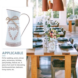 Happyyami 2Pcs Metal Vase Metal Milk Can Rustic Galvanized Vase French Vase Vintage Farmhouse Vase Decor Shabby Chic Can Jug With Handle Plants Pots Vintage Vase