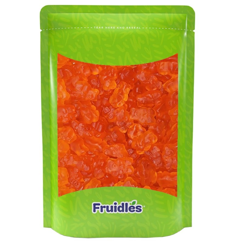 Fruidles Orange Gummi Bears Candy, Fruit Flavors Gummies, Allergy Friendly,
