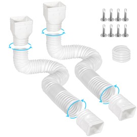 Gutterlix Flexible Gutter Downspout Extensions, Connectable Downspout Extender with 58"+ 67" Extendable Pipe, Thickened Down spout Drain Extension for Rainwater Drainage(2 Pack, White)