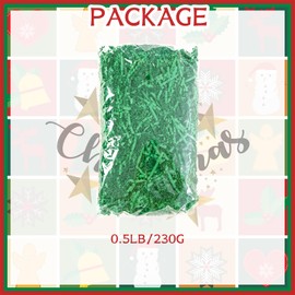Gloreyan 1/2LB Easter Grass Crinkle Cut Paper Shred, Green Raffia Paper Shred Filler Grass for Christmas Easter Gift Wrapping Basket Filling Birthdays Weddings Party Supply