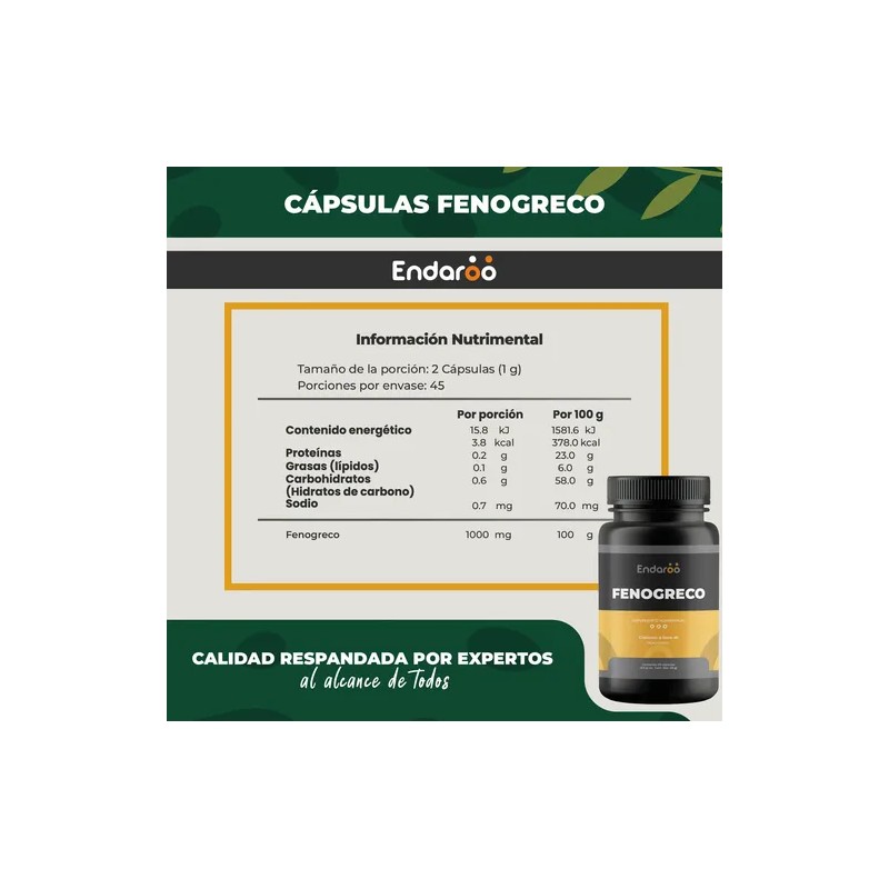 Fenogreco 500mg - 90 Cápsulas Por Frasco Sin Sabor