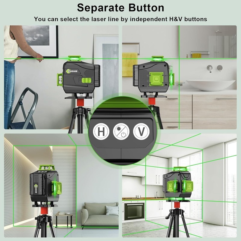 CHISHIB 16 Lines Green Laser Level Kit -4x360° 4D Self-Leveling