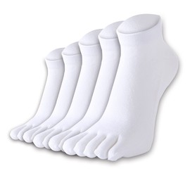 XCHMYi Men's 5 Toe Socks, Business Socks, Reinforced Edition, Antibacterial, Deodorizing, Breathable, Four Seasons, 5 Pair Set, 9.8 - 11.0 inches (25 - 28 cm), Short tube white *5