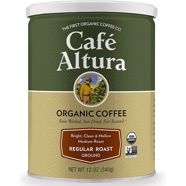 Cafe Altura Ground Organic Coffee, Regular Roast, 12 Ounce (Pack of 3)
