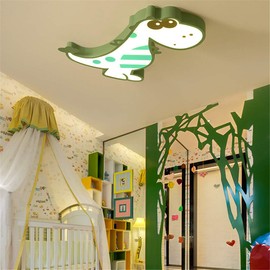 RUNNUP Creative Dinosaur LED Flush Ceiling Light Children Bedroom Light Chandelier Modern Decoration Stepless Dimming Pendant Lamps for Living Room Bedroom Kids Room,Green