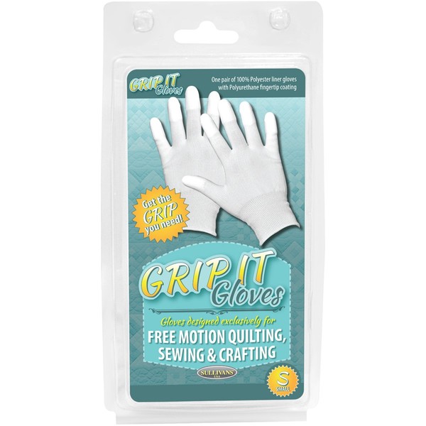 Sullivans Grip Gloves for Free Motion Quilting Small, Acrylic, Multicoloured, S (Pack of 2)