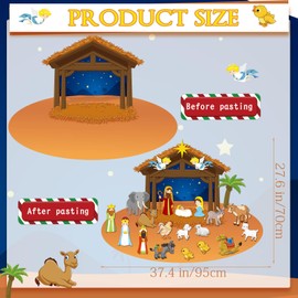 WovWeave Christmas Felt Story Board Set 3.1FT DIY Christmas Tree Nativity Scene Felt with 22 Pcs Detachable Wall Ornaments Decor Jesus Birth Activities Party Felt Board Craft Gift for Toddlers Kids
