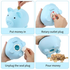 GADIEDIE Piggy Bank for Boys, Unbreakable Plastic Money Bank,Baby Boy Money Bank,Practical Gifts for Birthday, Festival, Baby Shower (Blue)