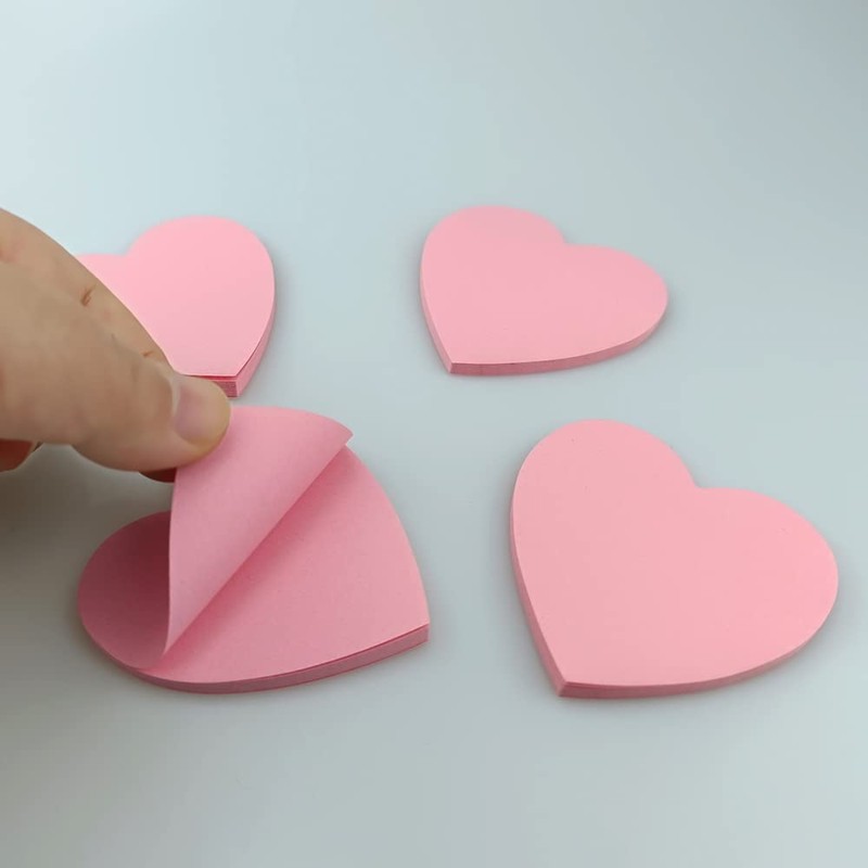 Saktopdeco 4 Pads Small Heart Sticky Notes - Pink Valentines