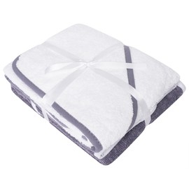 Sasma Home - 2 x Baby Hooded Towels, 100% Cotton Baby Bath Towels, Soft and absorbant Kids Towels (White)