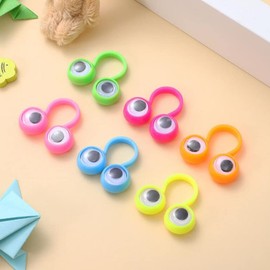 Kisangel Pack of 24 Eye Finger Puppets Googly Eye on Ring Wobbly Eyeball Finger Puppet Rings Children's Party Favour Toy Classroom Exchange Price Accessories for Children