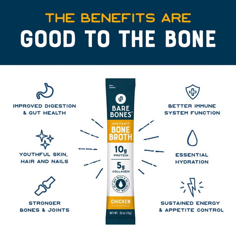 Bare Bones Chicken Bone Broth Instant Powdered Mix | Rich