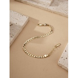 Zeyicher Classic Gold Chain Bracelet, Curb Link Design, Adjustable Length with Lobster Clasp