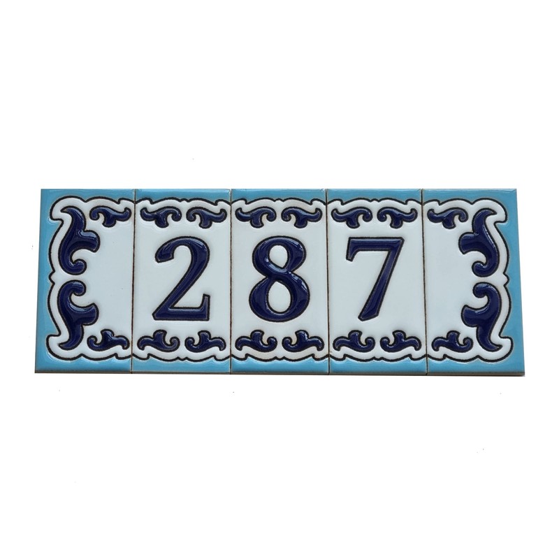 7.5cm x 3.7cm Medelo-02 Spanish Hand-Painted Ceramic House Numbers Letters