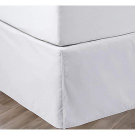 SGI bedding 16 Inch Drop Bed Skirt Queen Size with Platform to Stay in Place Elegant Pleated Design with Split Corners Wrinkle Resistant Fabric for Modern and Stylish Look - White