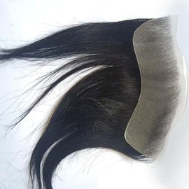 Choshim Men Forehead Hairline Toupee 100% Human Hair V-Shape Natural Hairline Replacement System Men’s Front Hairpieces Natural Black Color(1.57×6.29 Inch, Skin PU Base)