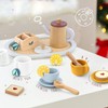 KizKnows Wooden Kitchen Toy Tea Set for Toddlers Pretend Play