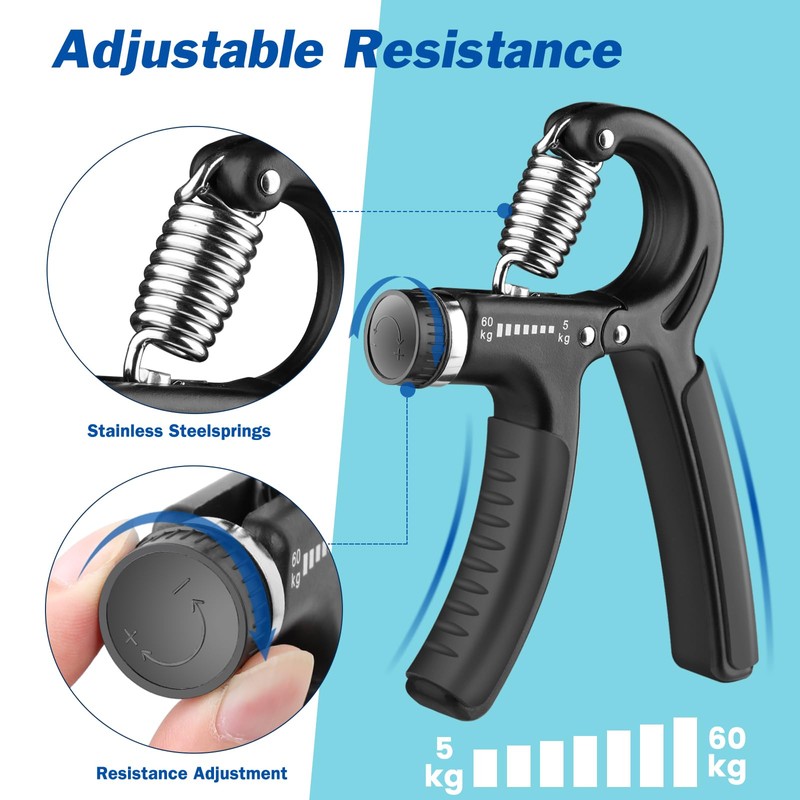 AIXPI Grip Strength Trainer, Hand Grip Exerciser Strengthener with Adjustable