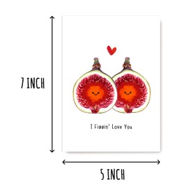 I Figgin' Love You Card - Love Card For Boyfriend Girlfriend - Cute Anniversary Card - Funny Food Birthday Cards - Pomegranate Card - Cute Birthday Card