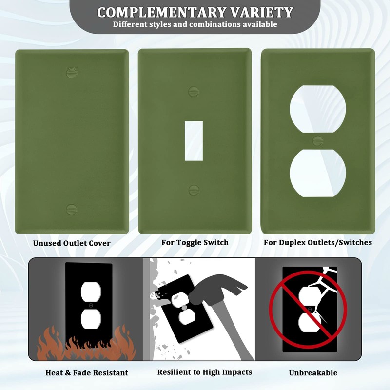 Kigai Blank Wall Plate,Plain Dark Olive Green Solid Color Outlet