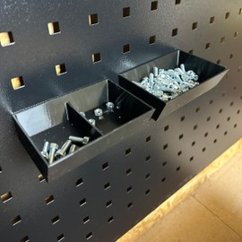 Güde Perforated Wall Storage Box, 2 x Small Parts Storage Box, Black, Plastic, 100 x 70 x 30 mm, Commercial Grade