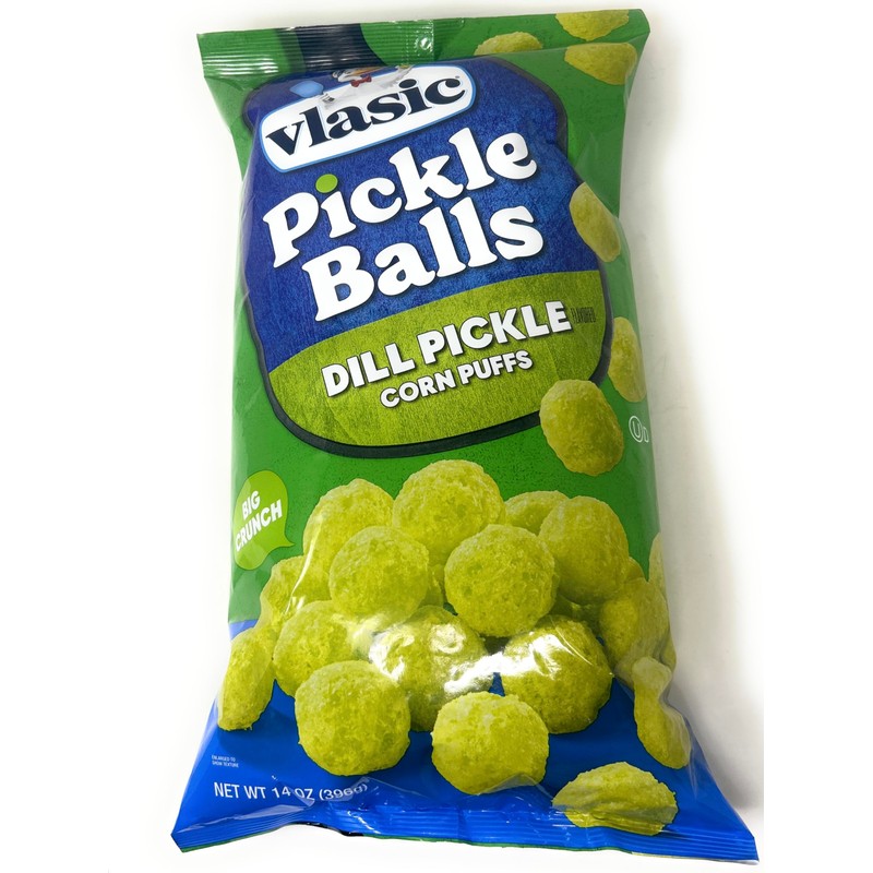 Vlasic Pickle Balls Dill Pickle Flavored Corn Puffs Pickle Snack