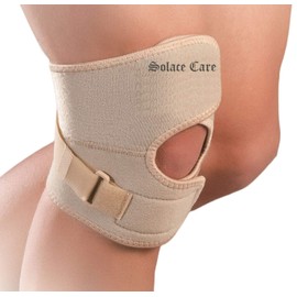 Adjustable Neoprene Stabilizer Knee Support Spiral Stays By Solace Care - Sprain Arthritis Comfort Knee Support with Open Patella - Exercise, Sports, Meniscus Tear, Joint Pain & Knees Injury (L)