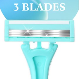 Lanties 24 Pcs Sensitive Disposable Razors for Women Set Women's Disposable Razors 3 Blade Disposable Razors for Women Travel Razor Smooth Razors for Pubic Hair and Skin (Light Blue, Pink)