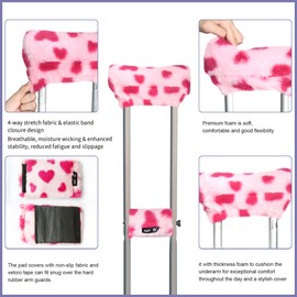 Plush Padded Crutches Covers Underarm Crutch Pads Non Slip Padding Cushion Crutch Accessories(Pink Heart)