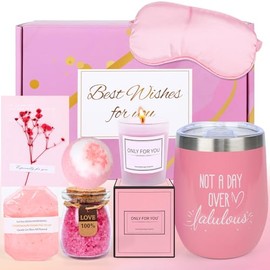 LISAPRO Regalos de cumpleaños para mujeres, Cesta de regalo relajante de spa, Paquete de cuidado personal para mujeres, Christmas Gifts for Mom Wife Girlfriend Daughter Friend Teacher Women Gifts (Rosa)