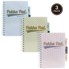 Pukka Pad Haze A5 Project Book – Pack of 3 Wirebound Notebooks with 5 Repositionable Dividers with Storage Pockets and Tabs for Organisation and Personalisation – 200 Pages, 100 Sheets of 80GSM Paper
