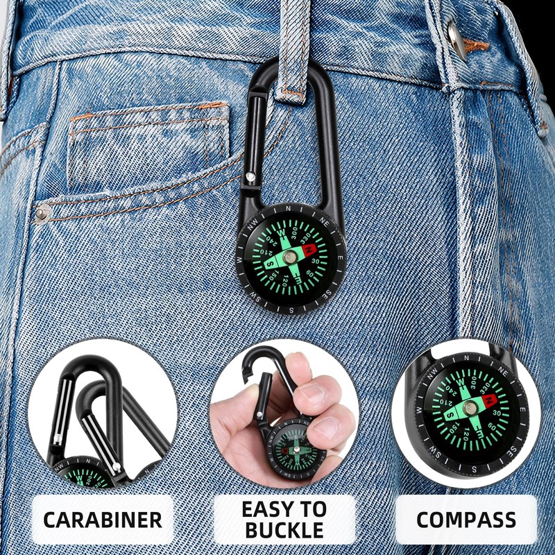 Compass with Carabiner Hook, Compass Carabiner Mini Compass Outdoor Compass
