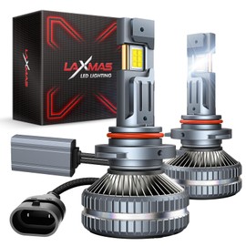 Laxmas 9005 HB3 Fog Bulbs, 6500K Cool White, 1:1 Design, 9005 Waterproof Light Bulbs with Cooling Fan, Plug-N-Play, 2-Pack