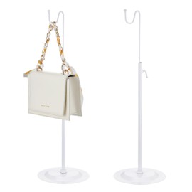 Therwen 2 Pcs Bag Display Stands Purse Display Stand Adjustable Height Handbag Holder for Home Boutique Store Counter Retail(White)