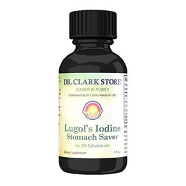 Stomach Saver from Dr. Clark Store, Contains Lugol’s Iodine 2% Granular Iodine - 1 fl. Oz with a Dropper and Cone Cap for Traveling