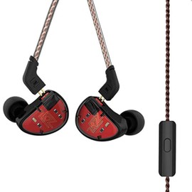 KZ AS10 Five-Driver Universal-Fit in-Ear Musicians’ Monitors Stereo High Fidelity in-Ear Musicians Monitors with Removable Braided Audio Cable (Black with Mic)