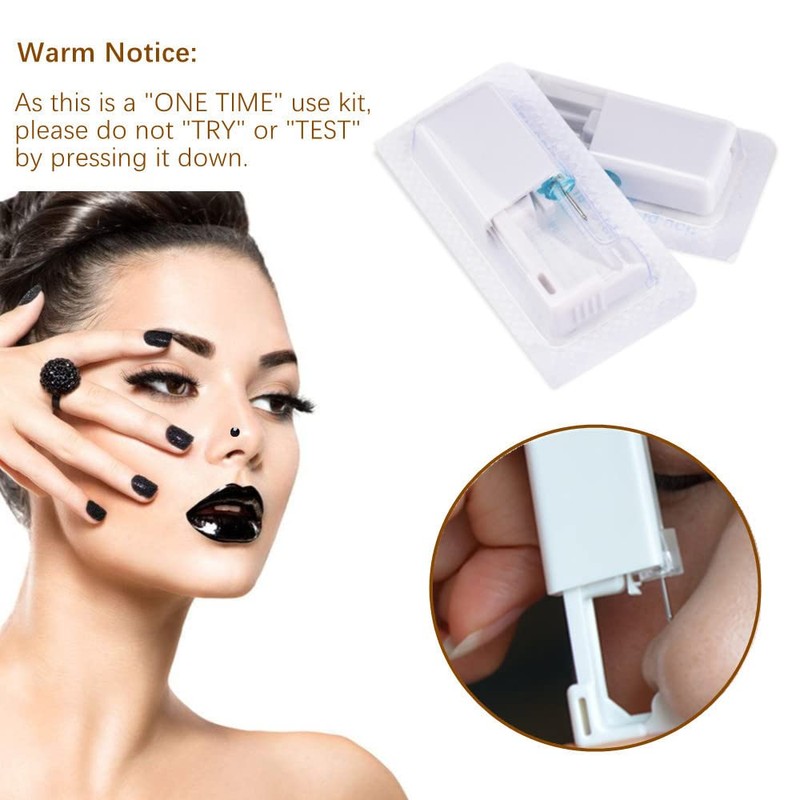 Suskriyocic 2 Pack Disposable Sterile Nose Piercing Kit Tool with