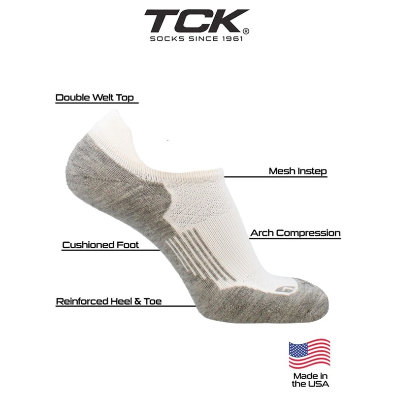 No Show Golf Socks with Heel Tab Super Soft (White/Grey,