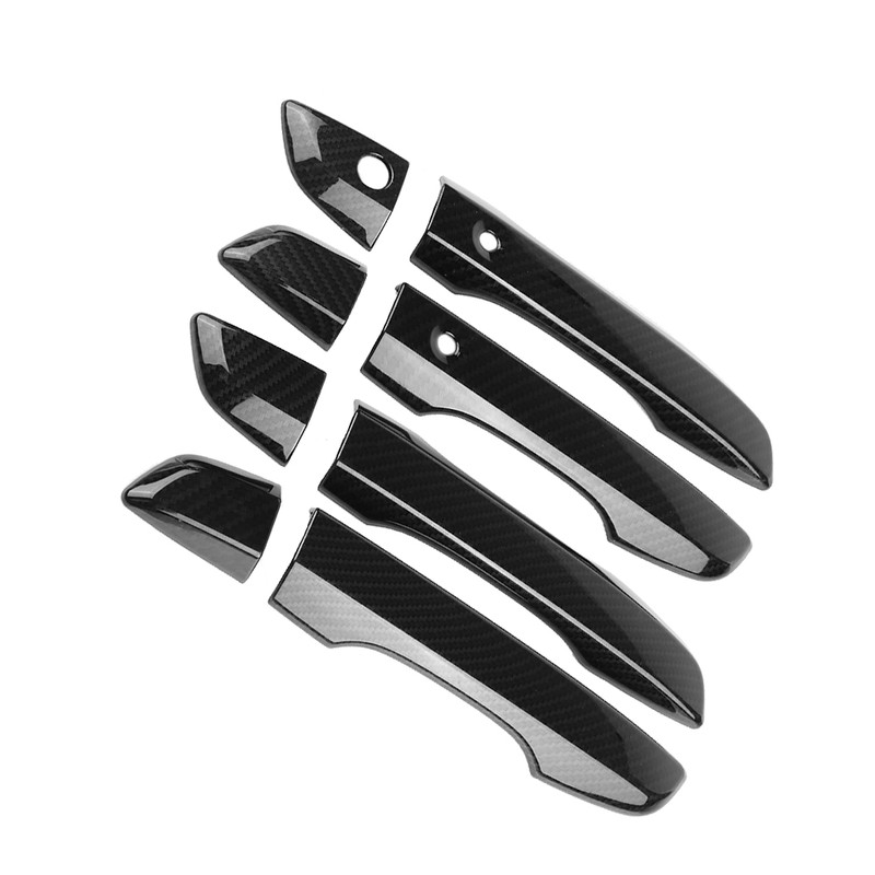 4Pcs Carbon Fiber Car Side Door Handle Frame Cover Trim
