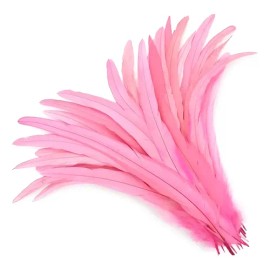 10 Plumas De Cola De Gallo Rosa 40-45cm Largas Sueltas