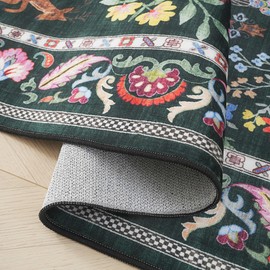 Entryway Rug 2x3 Rug Door Mat Indoor Entrance Washable Rug Small Non-Slip Low Pile Throw Rugs for Entryway, Kitchen, Front Door Indoor Entrance, Entry (Emerald Green)