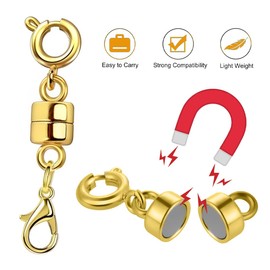 XUKZIMA 2 Pcs Magnetic Necklace Clasps and Closures Magnetic Jewelry Clasps Connector Locking Magnetic Jewelry Clasp for Jewelry Bracelet Necklace Making (2CM Gold)