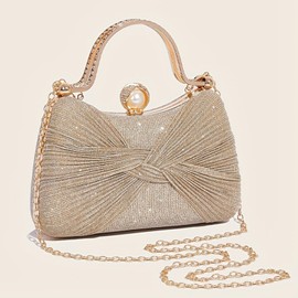 Inkfew Clutch Purses for Women Handbags Shiny Sequin Wedding Shiny Silver Clutch Purses with Chain,Wedding Prom Party Club