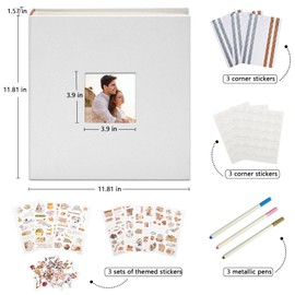 Vienrose Premium Scrapbook Photo Album with Writing Space 12"x12", DIY Scrapbook Album with 60 Pages, Large Photo Book for Baby Family Travel Vacation, White