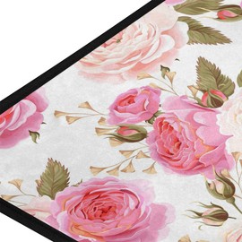 susiyo Kitchen Mat Beautiful Floral Pink Roses Kitchen Rug Mat Anti-Fatigue Comfort Floor Mat Non Slip Oil Stain Resistant Easy to Clean Kitchen Rug Bath Rug Carpet for Indoor Outdoor Doormat