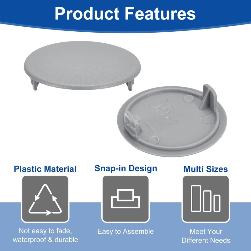 sourcing map 50Pcs Hinge Hole Covers, 35mm(1 3/8") Dia Plastic
