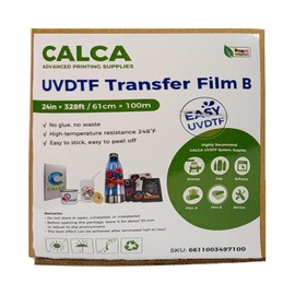 US Stock, CALCA UV DTF Transfer Film B 24in x 328ft UV DTF Film A and B Roll Crystal Label Transfer Film UV DTF Positioning Film for Glass Leather Metal Acrylic