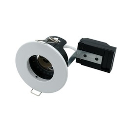 Leyton Lighting FN-F-WH GU10 Fixed Downlight, IP20, 85mm, White, Loop in/Out, Open Back